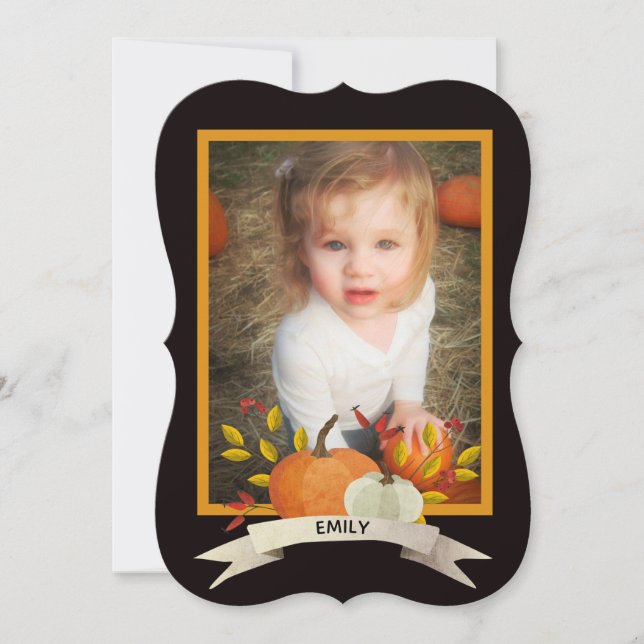 Cartão de Quadro de Abóbora de Queda ou de Ação de (Frente)