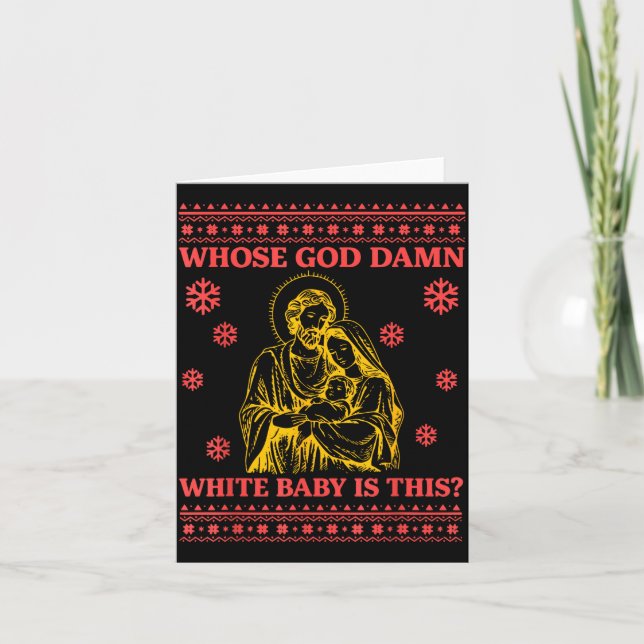 Cartão De Quem é esse Deus Bebê Branco Cena de Natal Feio (Frente)