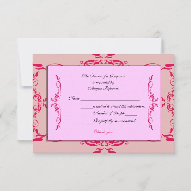 Cartão de Quinceanera RSVP (Frente)