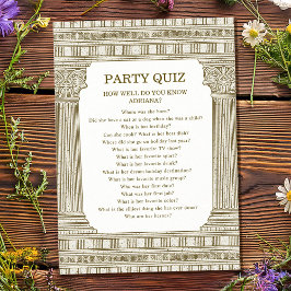 Cartão de Quiz da Festa da Toga