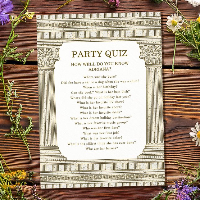 Cartão de Quiz da Festa da Toga (Criador carregado)