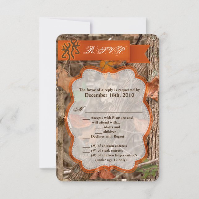 Cartão de R.S.V.P. 3,5x5 Caça Casal de Cervos Corç (Frente)