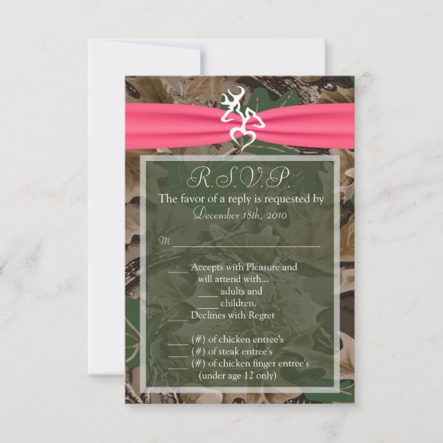 Cartão de R.S.V.P. 3,5x5 Rosa Camuflagem Browning (Frente)