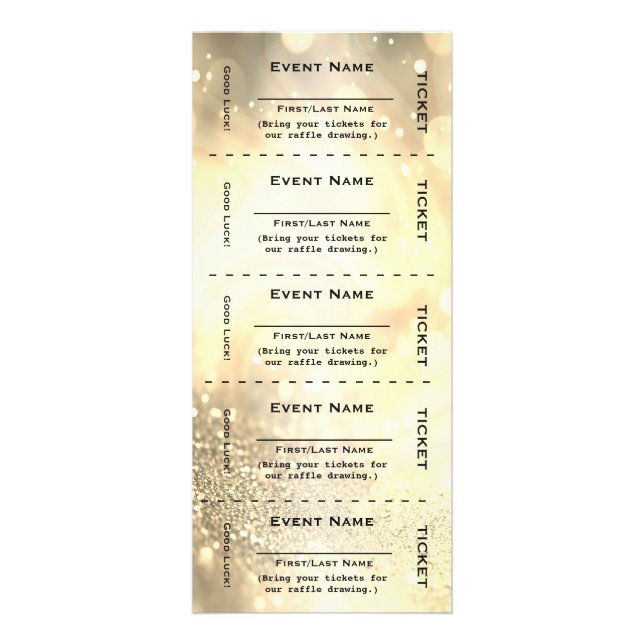 Cartão de Rack de Bilhete Raffle Dourado (Frente)