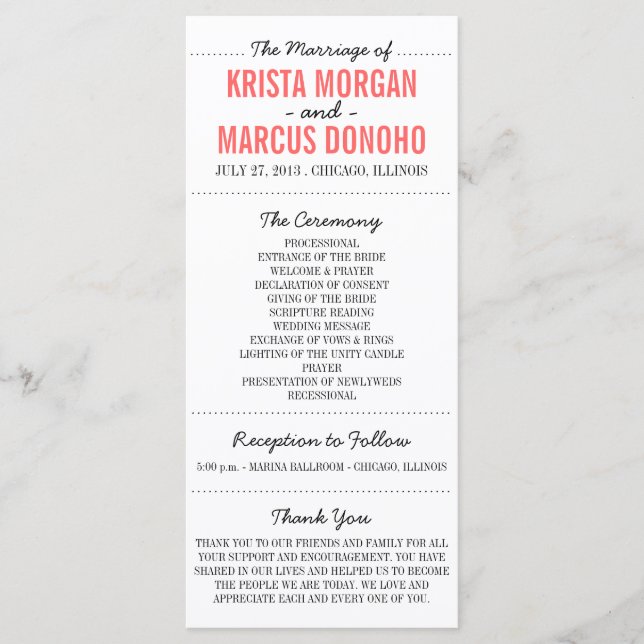 Cartão de Rack do Programa de Casamento Silhuettes (Frente)