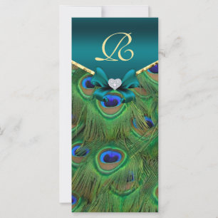 Cartão de Rack do Programa Teal Peacock Wedding