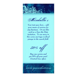 Cartão De Rack Floral Grunge Salon Spa Azul Página