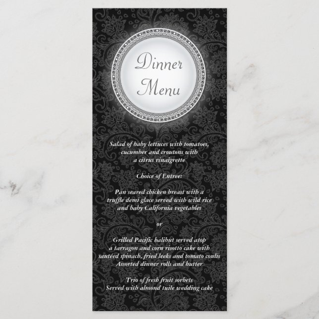 Cartão de Rack para Menu Simples Barroco Ebony (Frente)