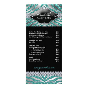 Cartão de Rack Zebra de Luxo Teal Sparkle Silver