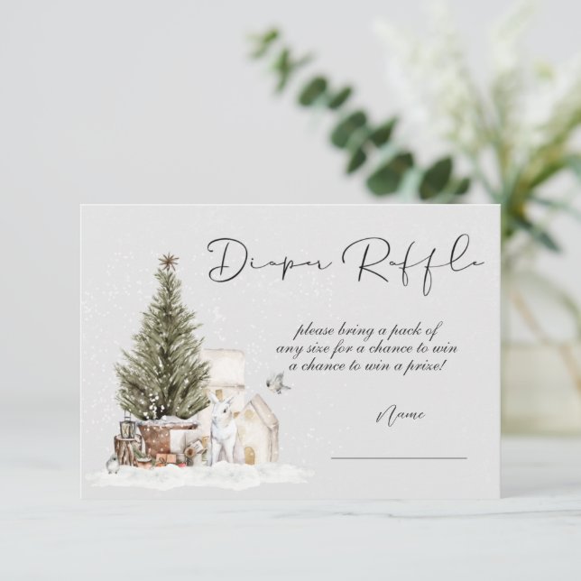 Cartão de Raffle da Fralda de Natal de inverno (Em pé/Frente)