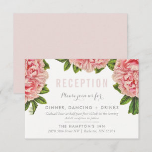 CARTÃO DE RECEÇÃO rosa floral chic flor peônia