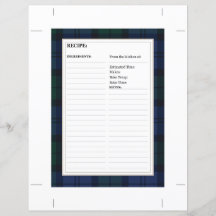 Cartão de Receita 8,5" x 6" - Padrão Tartan Dark W