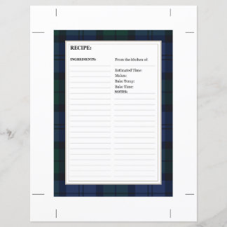 Cartão de Receita 8,5" x 6" - Padrão Tartan Dark W