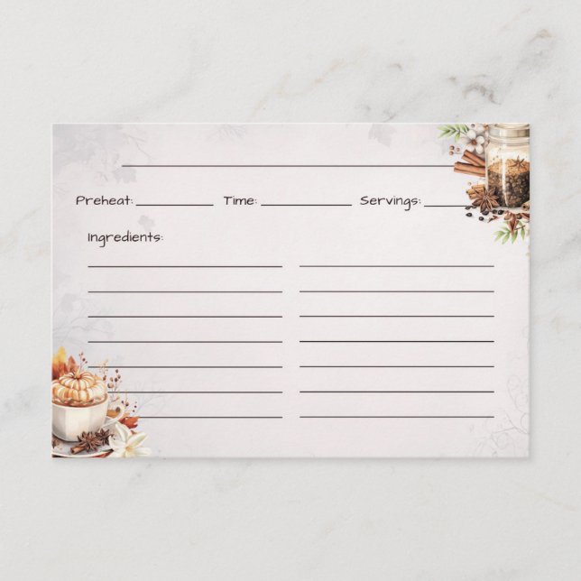 Cartão de Receita Básico de Açúcar e Especiarias (Frente)