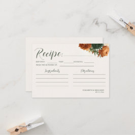 Cartão de Receita Boho Pampas Outono Laranja Queim