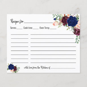 Cartão de receita chá de noiva casamento floral na