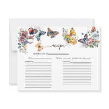 Cartão de Receita Chá de Noiva Floral Borboleta