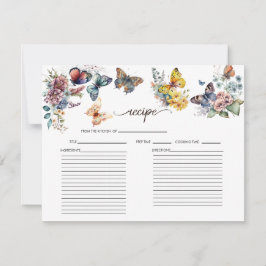 Cartão de Receita Chá de Noiva Floral Borboleta
