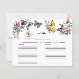 Cartão de Receita Chá de Noiva Floral Borboleta