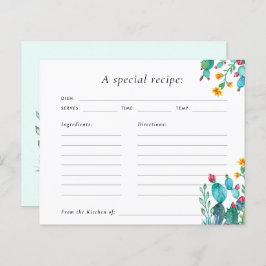 Cartão de Receita Chá de Panela Cactus Mexican Fie