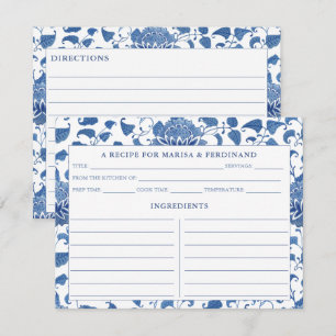 Cartão de Receita com Padrão Elegante Azul e Branc