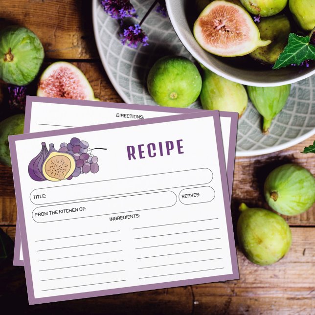 Cartão de Receita Cozinha Roxa Figos e Uvas (Criador carregado)