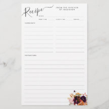 Cartão de Receita da Cozinha Roxinha Magenta Burgu