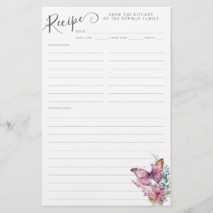 Cartão de Receita da Família de Flores Selvagens d