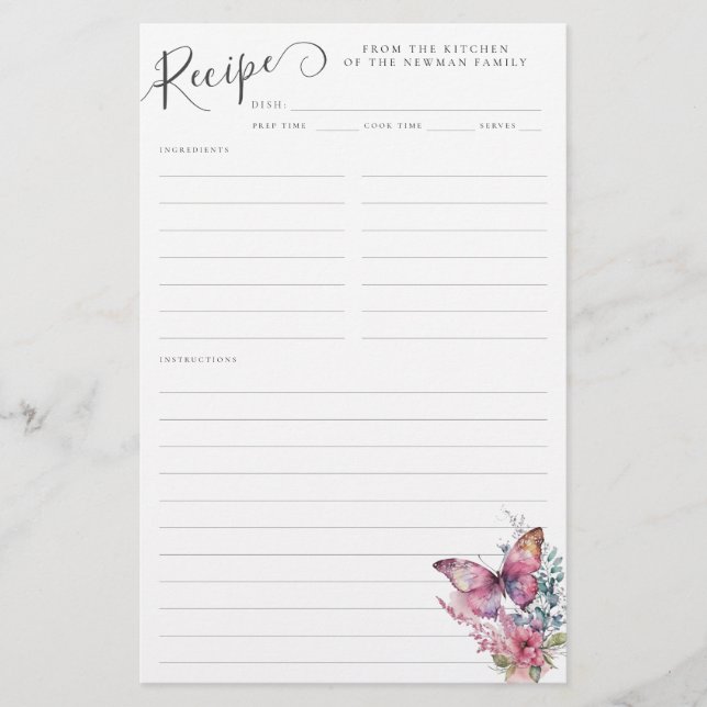 Cartão de Receita da Família de Flores Selvagens d (Frente)