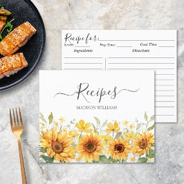 Cartão de Receita da Família Girassol Amarelo-Amar