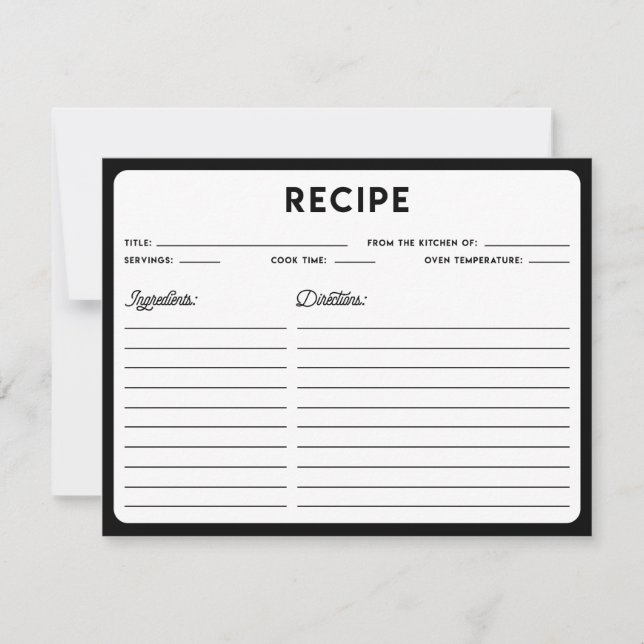Cartão de Receita da Tipografia Moderna Preta e Br (Frente)
