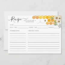 Cartão de Receita de Abelhas Amarelas de Honeycomb