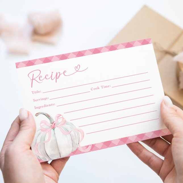 Cartão de Receita de Abóbora Préppy Rosa para Prim (Criador carregado)