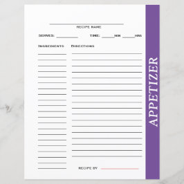 Cartão de Receita de Aperitivo