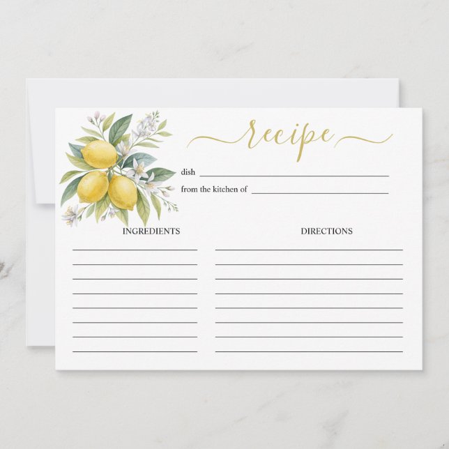 Cartão de Receita de Aquarela de Flor de Limão (Frente)