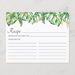 Cartão de Receita de Aquarela de Folhas Tropicais