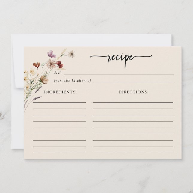 Cartão de Receita de Boho Wildflower Grande (Frente)