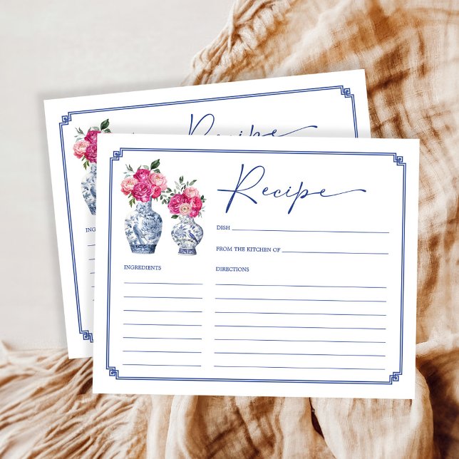 Cartão de Receita de Brida Floral Chinoiserie Porc (Criador carregado)