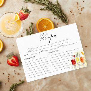 Cartão de Receita de Brunch Mimosa para Chá de Noi