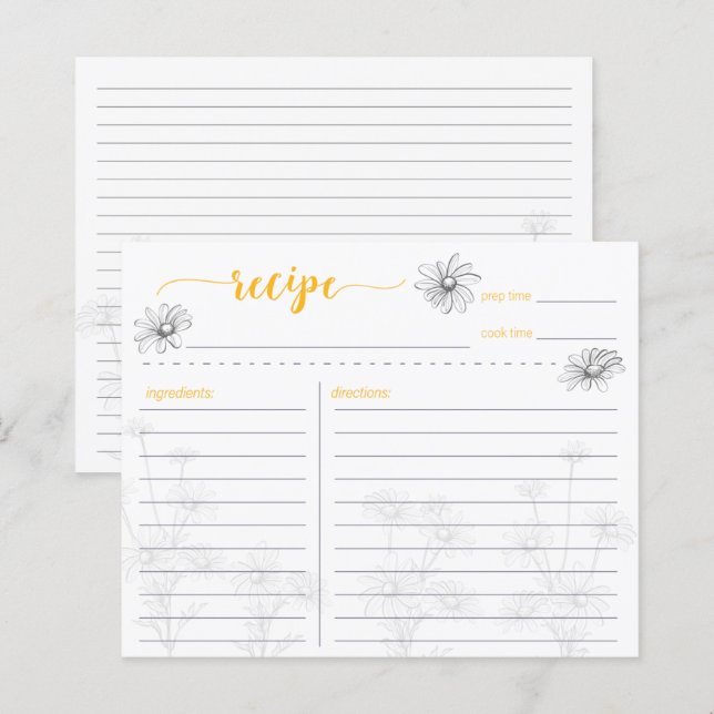 Cartão de Receita de Campo da Flor Daisy (Frente/Verso)