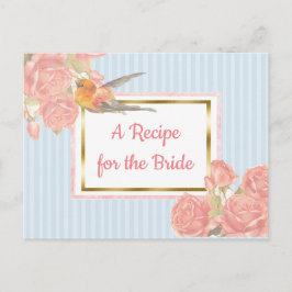 Cartão de Receita de Casamento Floral de Pássaro P