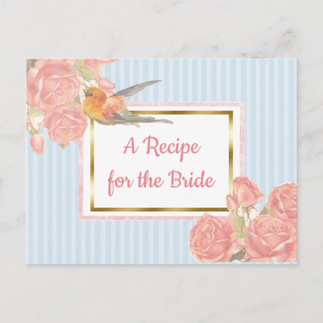 Cartão de Receita de Casamento Floral de Pássaro P (Frente)