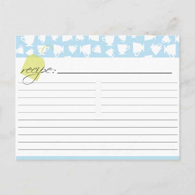 Cartão de Receita de Chá Bridal (Frente)