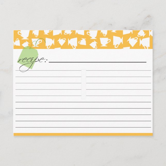 Cartão de Receita de Chá Bridal (Frente)