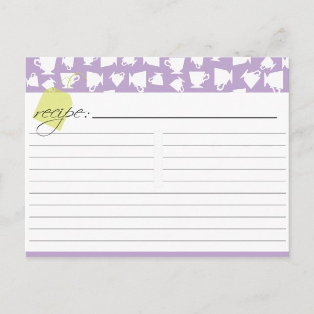 Cartão de Receita de Chá Bridal (Frente)