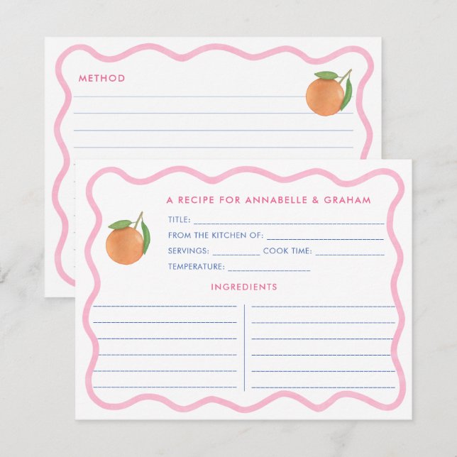 Cartão de Receita de Chá de Noiva Boho Pink Doodle (Frente/Verso)