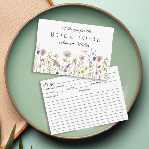 Cartão de Receita de Chá de Noiva com Flores Silve