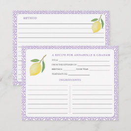 Cartão de Receita de Chá de Noiva com Texto Roxo d