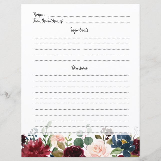 Cartão de receita de chá de noiva com tons de verm (Frente)