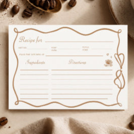 Cartão de Receita de Chá de Noiva de Café Desenhad
